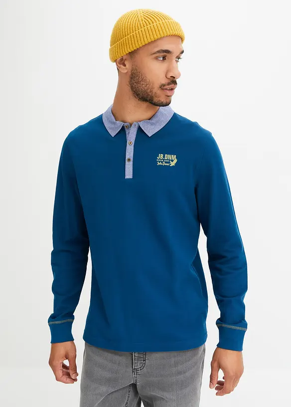 John Baner JEANSWEAR Piquè-Poloshirt aus Bio-Baumwolle, Langarm Clearance-Verkauf