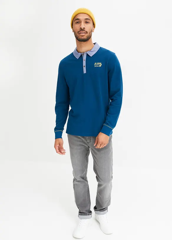 John Baner JEANSWEAR Piquè-Poloshirt aus Bio-Baumwolle, Langarm Clearance-Verkauf