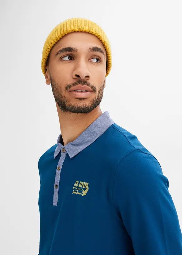 John Baner JEANSWEAR Piquè-Poloshirt aus Bio-Baumwolle, Langarm Kostenloser Versand international