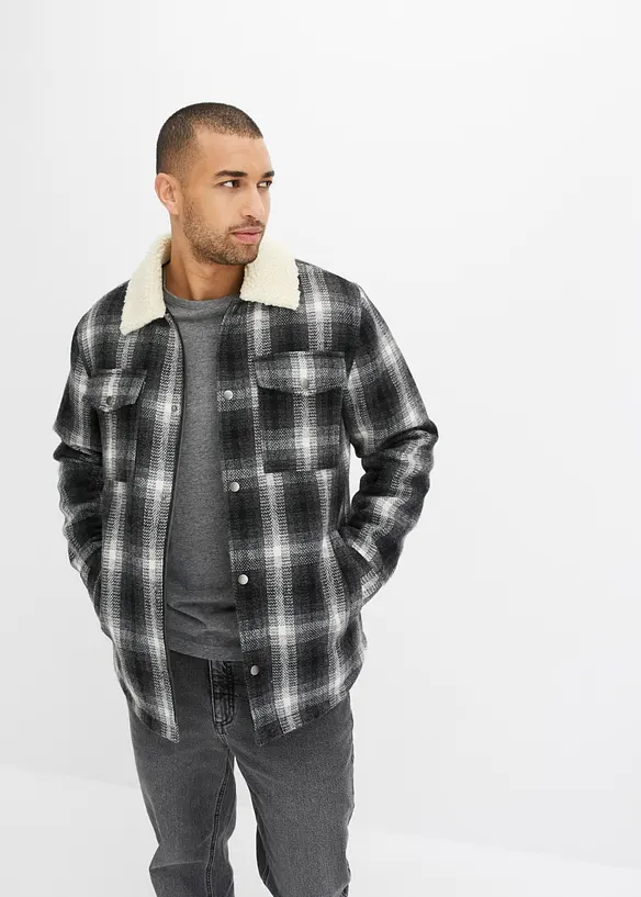 John Baner JEANSWEAR Hemdjacke mit Teddykragen Speichern exportieren