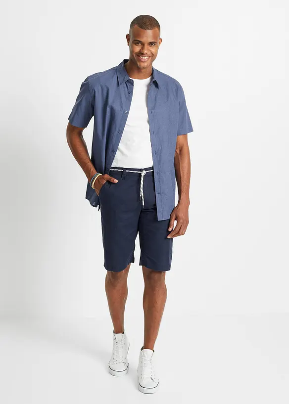 bonprix Chino-Bermuda mit Leinen und Bindeband, Regular Fit Flash Sale