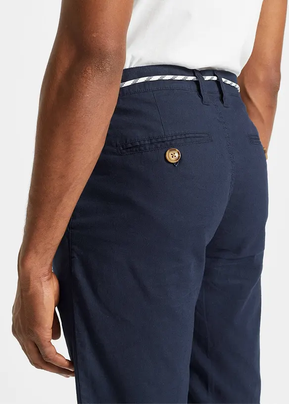 bonprix Chino-Bermuda mit Leinen und Bindeband, Regular Fit Flash Sale