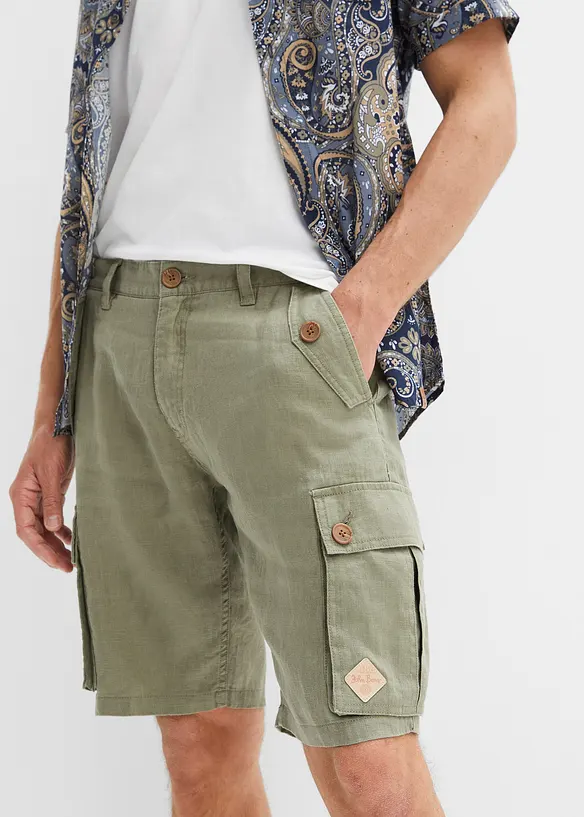 John Baner JEANSWEAR Cargo-Bermuda aus Leinen, Loose Fit Kauf eins, bekomm eins gratis