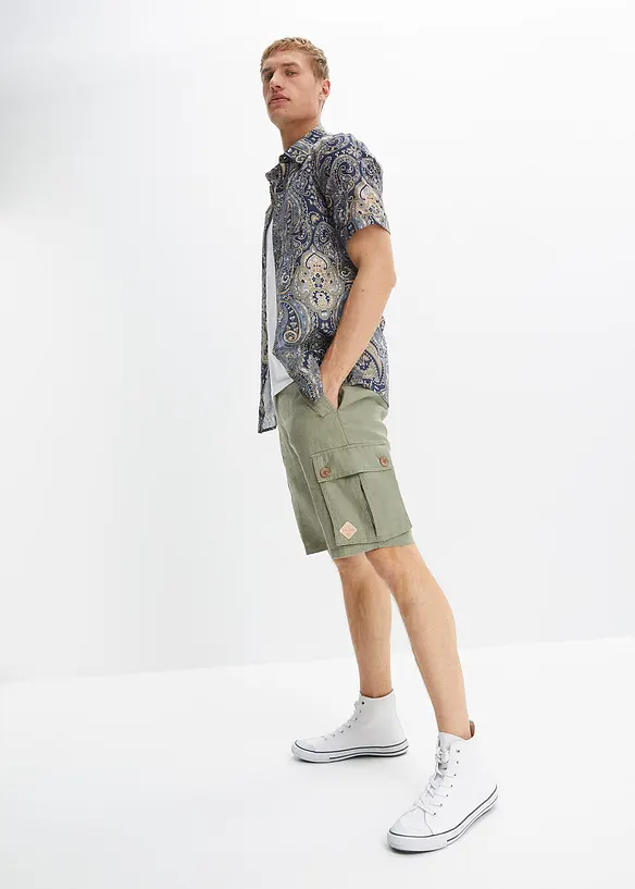 John Baner JEANSWEAR Cargo-Bermuda aus Leinen, Loose Fit Tägliche Deals