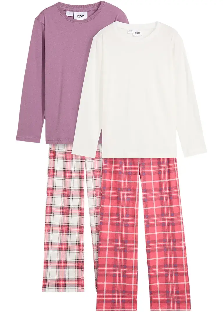 bpc bonprix collection Mädchen Pyjama mit Bio-Baumwolle (Doppelpack 2-tlg. Set) Riesige Ersparnisse