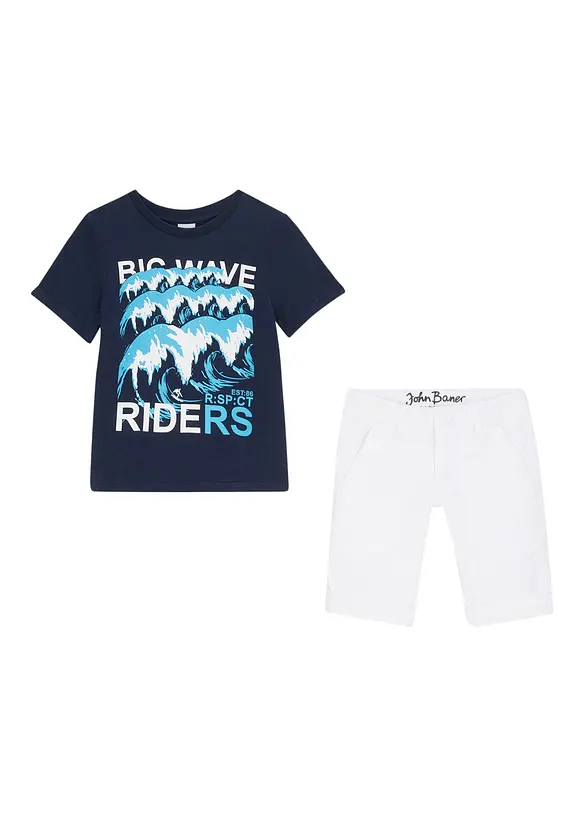 John Baner JEANSWEAR Jungen Stretch Shorts mit T-Shirt (2-tlg.Set) Outlet