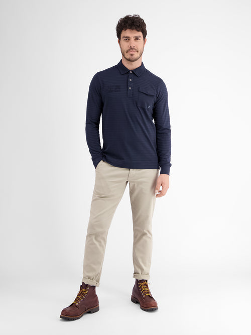 Lerros Longsleeve-Polo. gestreift Letzter Tag
