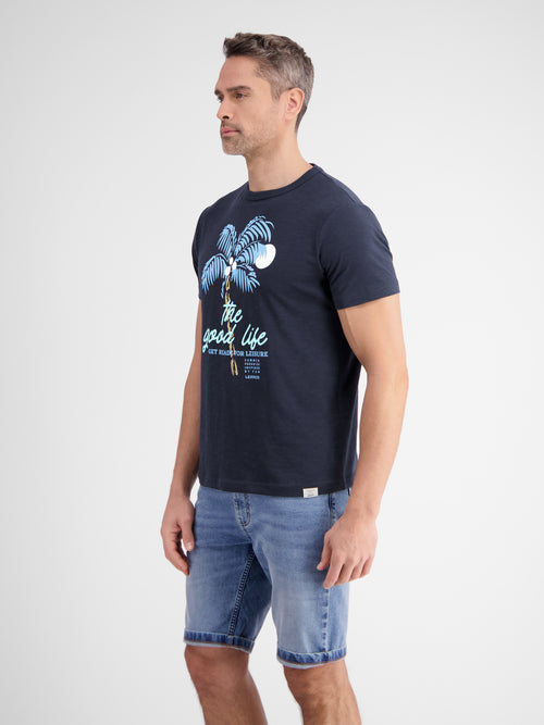 Lerros Rundhals T-Shirt für Herren mit Palmenprint Vatertagsangebot