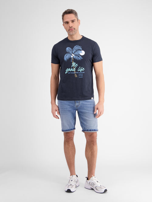 Lerros Rundhals T-Shirt für Herren mit Palmenprint Vatertagsangebot