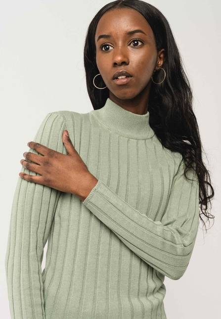 Melawear Damen Strickpullover mit Mockneck AMBA Kostenlose Rückgabe