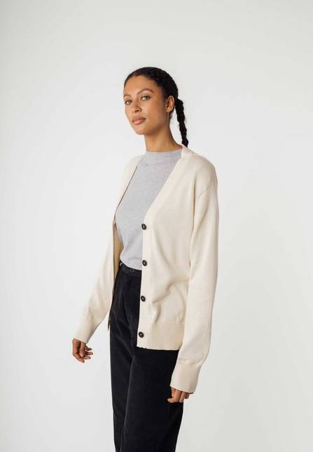 Melawear Damen Basic V-Neck Feinstrick Cardigan SURINA Letzte 3 Tage