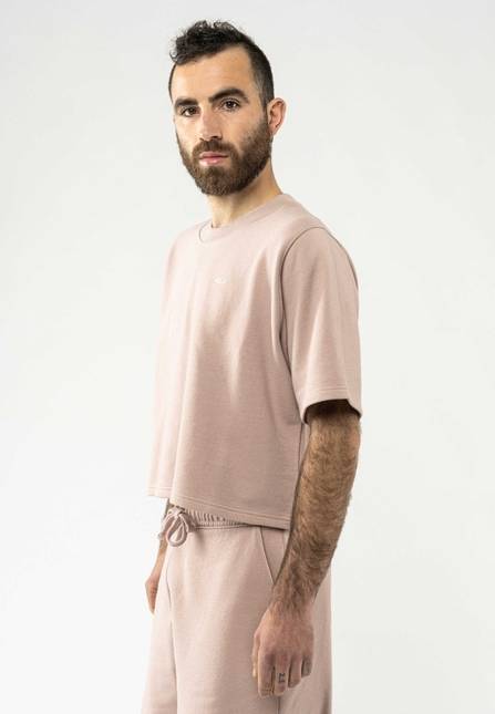 Melawear French Terry Cropped T-Shirt DEEPALI Im Verkauf