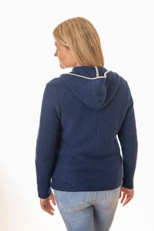 Pezzo D'oro Damenstrickjacke,Kapuze,Merinowolle,blau,nachhaltig aus Bayern Sonderangebote