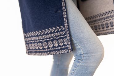Pezzo D'oro Damenstrickmantel,nachtblau,Strick mit Jacquardbordüre,Doppelstrick,made in Bayern VIP-Rabatte