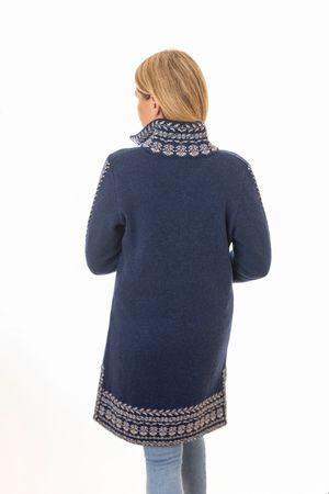 Pezzo D'oro Damenstrickmantel,nachtblau,Strick mit Jacquardbordüre,Doppelstrick,made in Bayern VIP-Rabatte