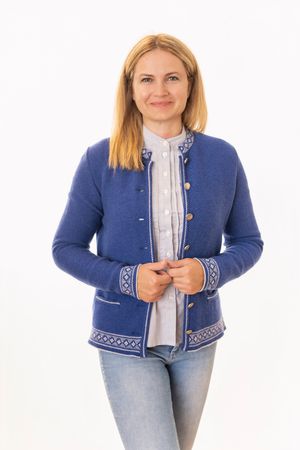 Pezzo D'oro Damentrachtenstrickjacke blau, reine Merinowolle,nachhaltig aus Bayern Wochenangebot