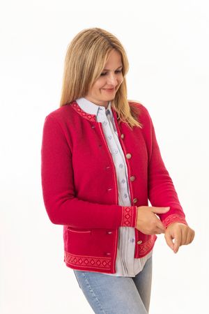 Pezzo D'oro Damentrachtenstrickjacke pink, reine Merinowolle,nachhaltig aus Bayern Kostenlose Rückgabe