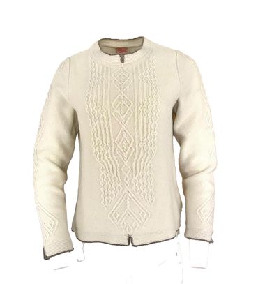 Pezzo D'oro edler Damenwollpullover wollweiss,Trachtenpulli reine Merinowolle, Begrenzte Freigabe