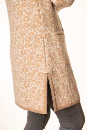 Pezzo D'oro Pezzo D&#039;oro Strickmantel offwhite/camel, Gehrock, reine Merinowolle, Strickhülle Letzte 2 Tage