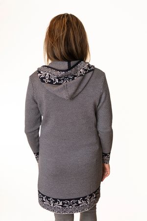 Pezzo D'oro Art en Laine Strickmantel,Gehrock mit Kapuze,Merinowolle,made in Bayern,marine/grau Vierteljährliche Förderung