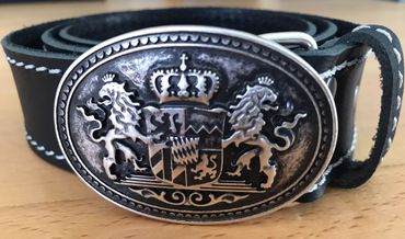 Pezzo D'oro Bayern-Gürtel Büffelleder schwarz inkl. Schließe mit Bayern-Wappen altsilber Discount Store für neue Produkte