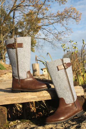 Pezzo D'oro Damen Winterstiefel Leder, gefüttert, mit hohem Filzschaft, im Sale minus 20% Fabrikladen