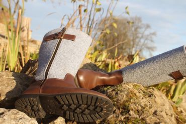 Pezzo D'oro Damen Winterstiefel Leder, gefüttert, mit hohem Filzschaft, im Sale minus 20% Fabrikladen