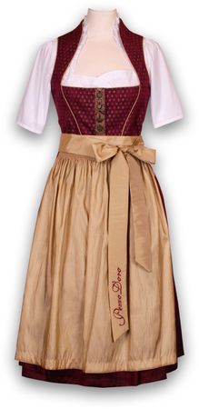 Pezzo D'oro Designer Dirndl,Festtagsdirndl, Mididirndl bordeaux/gold Auslauf