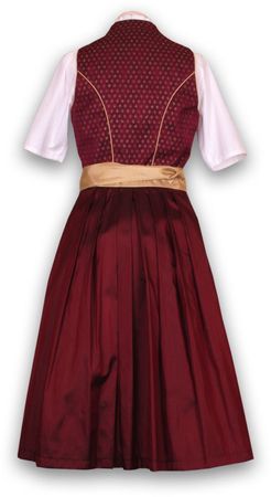 Pezzo D'oro Designer Dirndl,Festtagsdirndl, Mididirndl bordeaux/gold Auslauf
