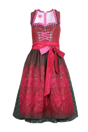 Pezzo D'oro Designerdirndl, Festtagsddirndl, Midilänge, rot/grün/erika Angebote