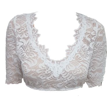 Pezzo D'oro Dirndlbluse aus elastischer Spitze Farbe creme, Kurzarm, Dirndlspitzenbluse Meist gekauft