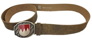Pezzo D'oro Franken-Gürtel Rindleder inkl. Schließe mit Franken-Wappen braun-oliv Weihnachtsangebot