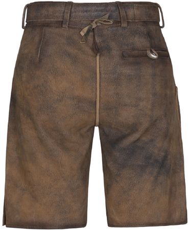 Pezzo D'oro Herren Trachtenlederhose 2-tlg mit Gürtel,kurz, bestickt,antikbraun Lagerräumung