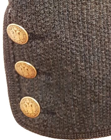 Pezzo D'oro Herren Trachtenstrickjacke blaumelange mit grauem Loden abesetzt, roter Paspel Heißer Verkauf
