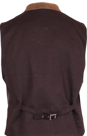 Pezzo D'oro Herren Trachtenweste Tweed hellgrau/dunkelgrau Lederkragen/Paspel, Karofutter Top Angebot