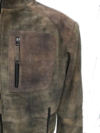 Pezzo D'oro Herrenlederjacke,Velourleder, Lammnappaleder in antik Finish, Farbe olivbraun, auch in großen Größen bis Gr 62 Neueste Mode