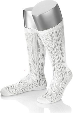 Pezzo D'oro Orginal Damen Trachtenkniestrumpf,Ajourmuster,weiß, Neueste Stile