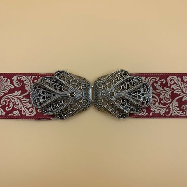 Pezzo D'oro Schürzenschließe, Dirndlschließe,altsilber 2-teilig ,Trachtenschließe, Vierteljährliche Förderung