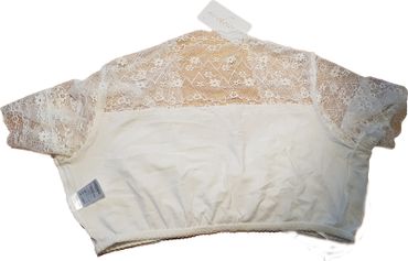 Pezzo D'oro Spitzendirndlbluse creme,Blumenbordüre,Herzausschnitt/Raffung Fabrikladen