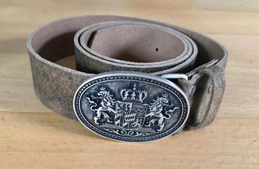 Pezzo D'oro Trachtengürtel, Bayernschließe,echt Leder,braun-oliv,made in Germany Auslauf