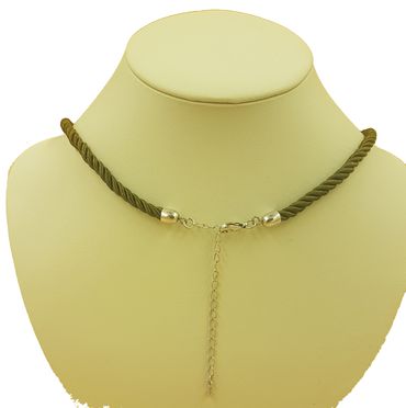 Pezzo D'oro Trachtenkette Edelweiß altsilber,grünes Kordelband und Glitzersteine Schlussverkauf