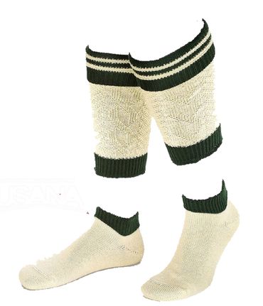Pezzo D'oro Trachtenstrümpfe Loferl Stulpen Herren Wadenwärmer Wadelstrümpfe Trachtenstutzen Trachtenstrumpf zur Lederhose 2-teilig mittelgrau/tanne Sonderangebot