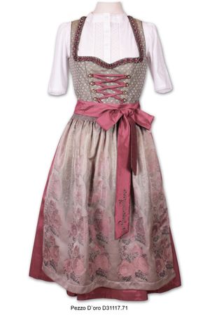 Pezzo D'oro Wiesndirndl, Festtagsdirndl Mididirndl 70cm,oliv/beere Versandkostenfrei