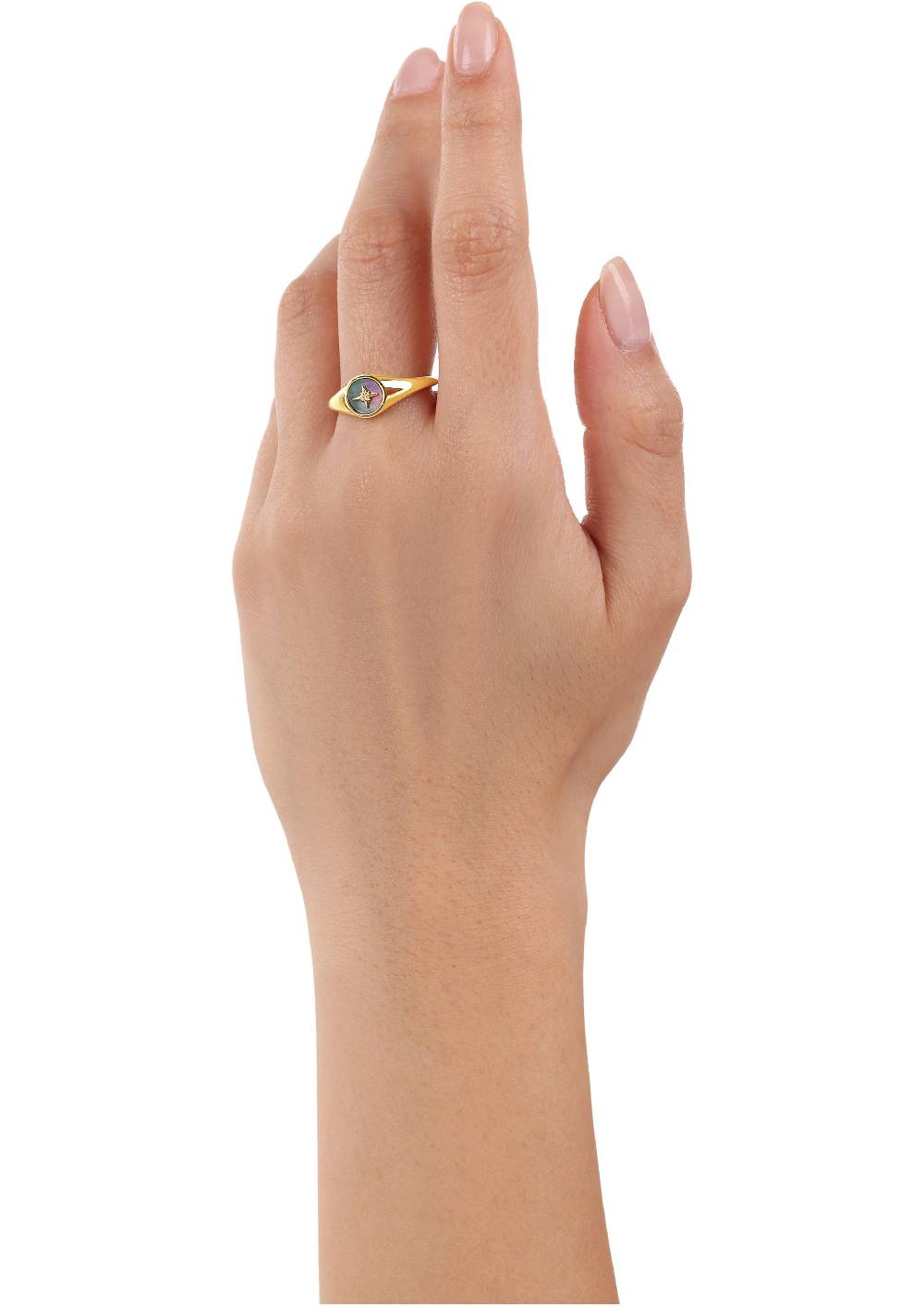 s.Oliver gelbvergoldeter Silber-Ring mit Stern-Motiv Exklusive Angebote