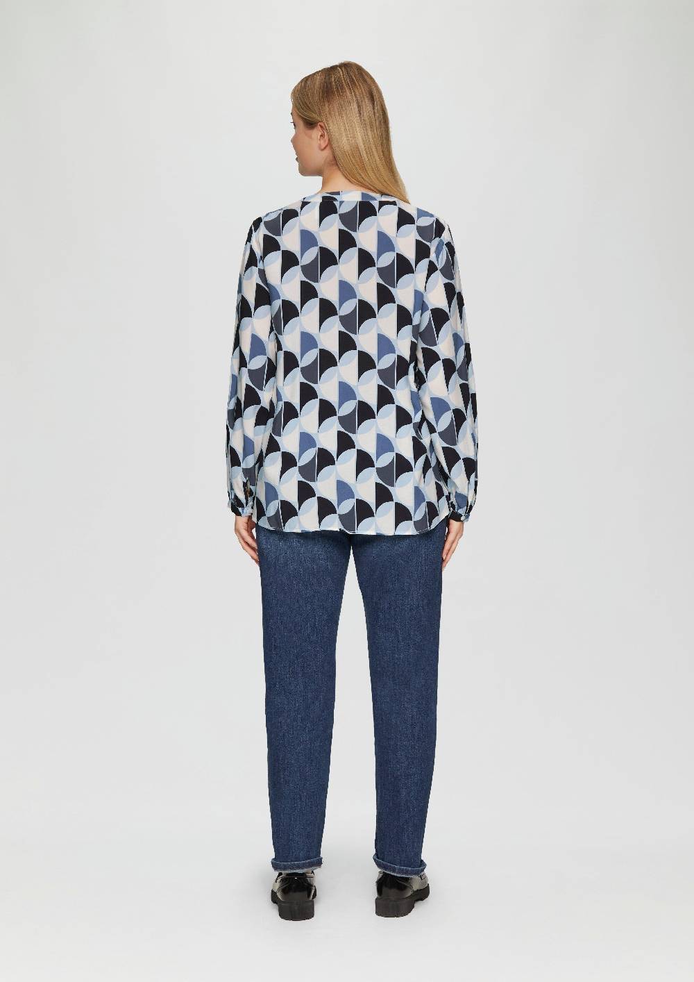 s.Oliver Viskose-Bluse mit Raffdetails und All-over-Print Letzter Tag