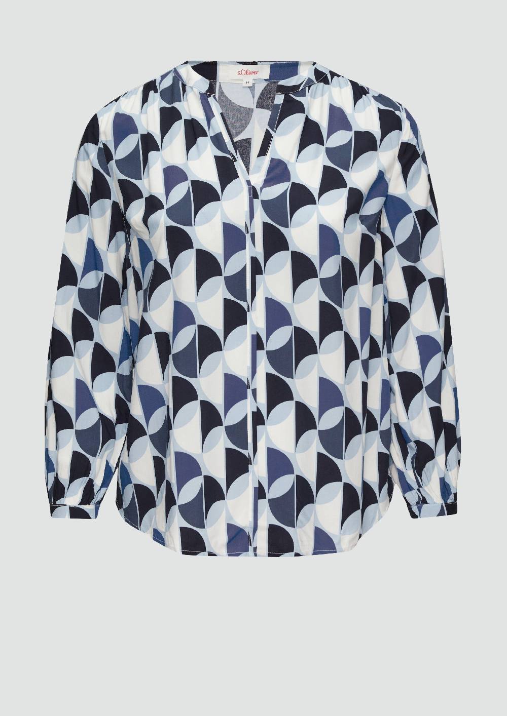 s.Oliver Viskose-Bluse mit Raffdetails und All-over-Print Letzter Tag