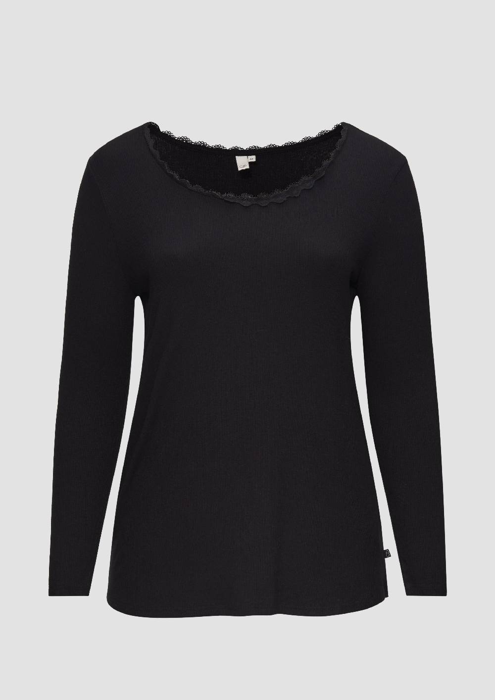 s.Oliver Rippshirt aus Viskosemix mit Spitzendetail Kostenloser Versand international