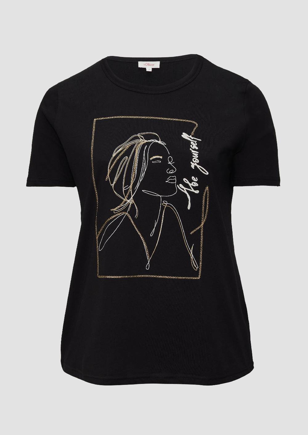 s.Oliver T-Shirt mit Stickerei-Artwork Rabatte dieses Monats
