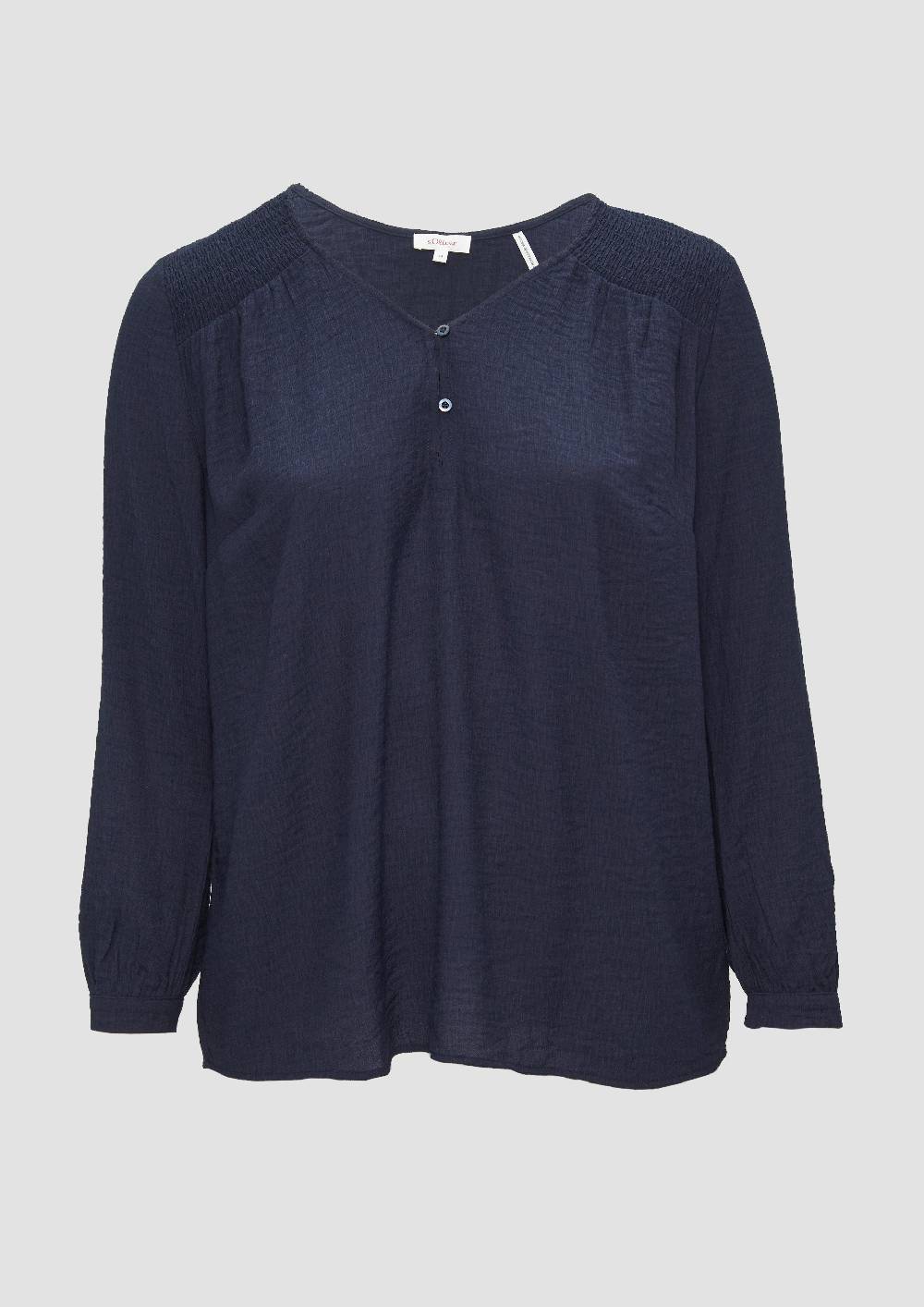 s.Oliver Strukturierte Bluse aus Viskosemix mit Smok Detail Fabrik Onlineshop