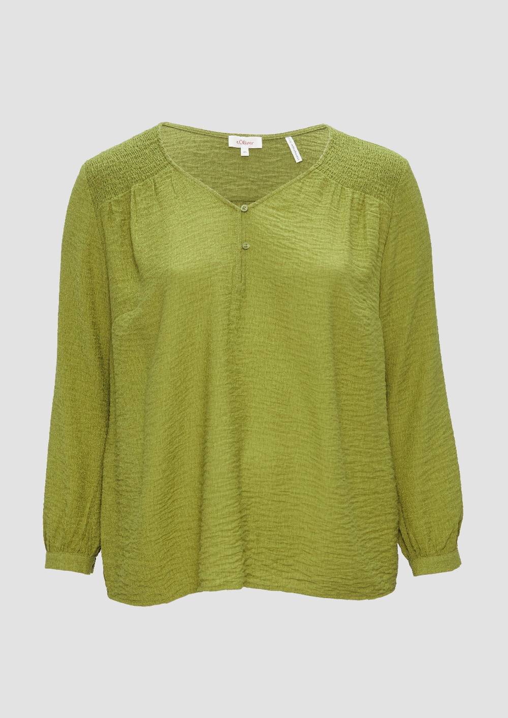 s.Oliver Strukturierte Bluse aus Viskosemix mit Smok Detail Großer Ausverkauf